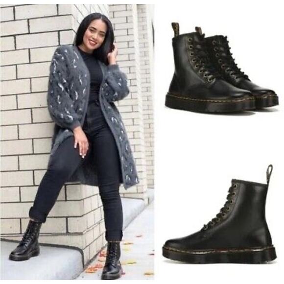 NEW! Dr. Martens Women Zavala Combat Boot in Black - Size 8 - Picture 1 of 9